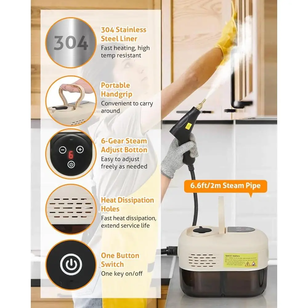 휴대용 고압 스팀 청소기 휴대용 스팀 청소 기계 1500W 조정 가능한 스팀 제어 홈 자동차 주방 욕실