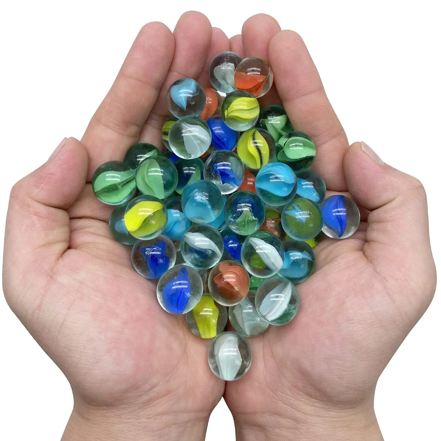 50pcs 14MM Cat Eye Petal Glass Marble Catapult Marble Colored Pattern Glass Beads Transparent Marble Ball Children's Toy view 4