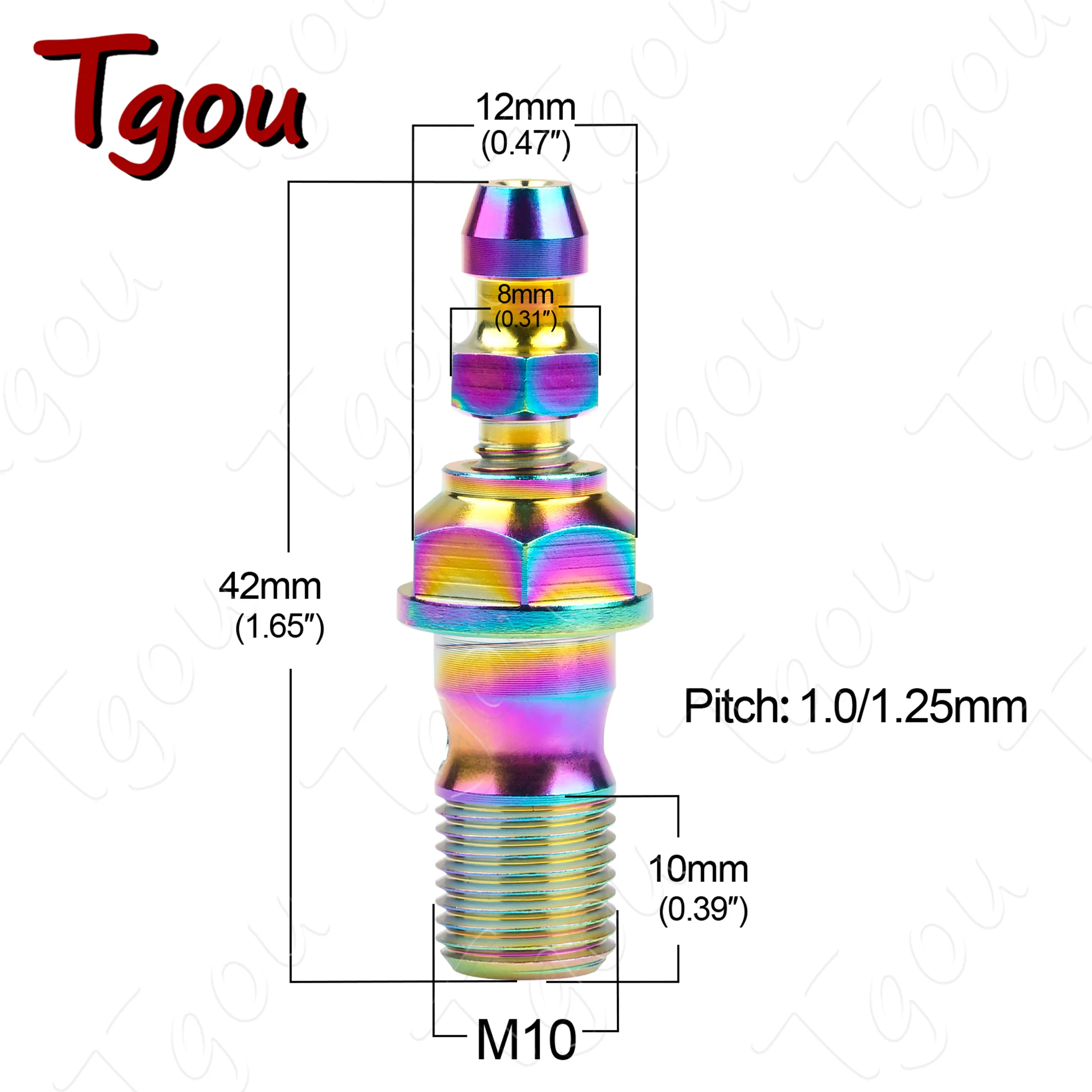 Tgou Titanium Bolt M10 1.0/1.25 Pitch Banjo Bolt for Brembo Brake Line & Single Hole Clutch Banjo with Bleeder Valve for Ducati