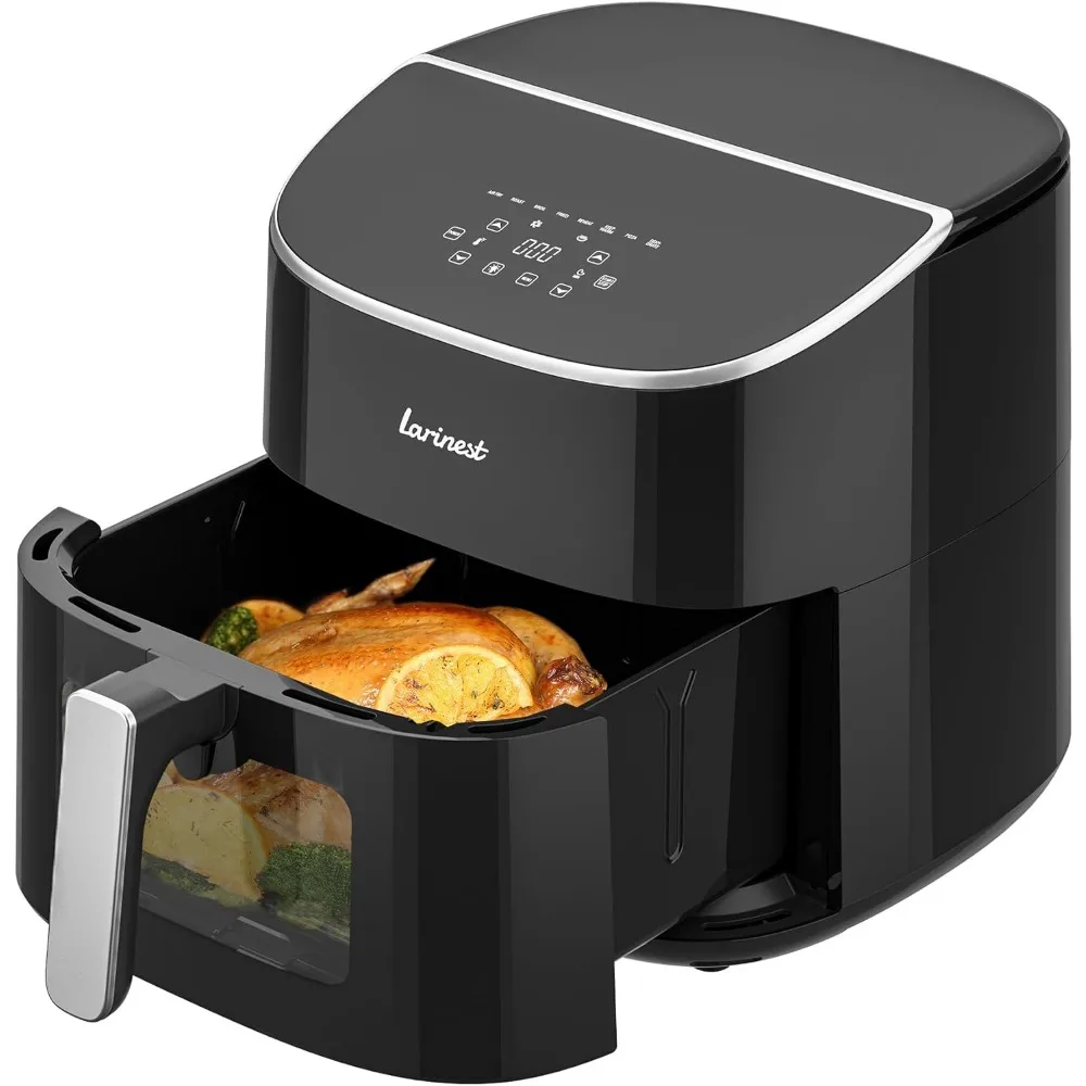 8-in-1-Airfryer in Familien größe, einfaches Sichtfenster und schnelles gesundes Kochen, spülmaschinen fester Korb, digitaler Touchscreen, leise, schwarz