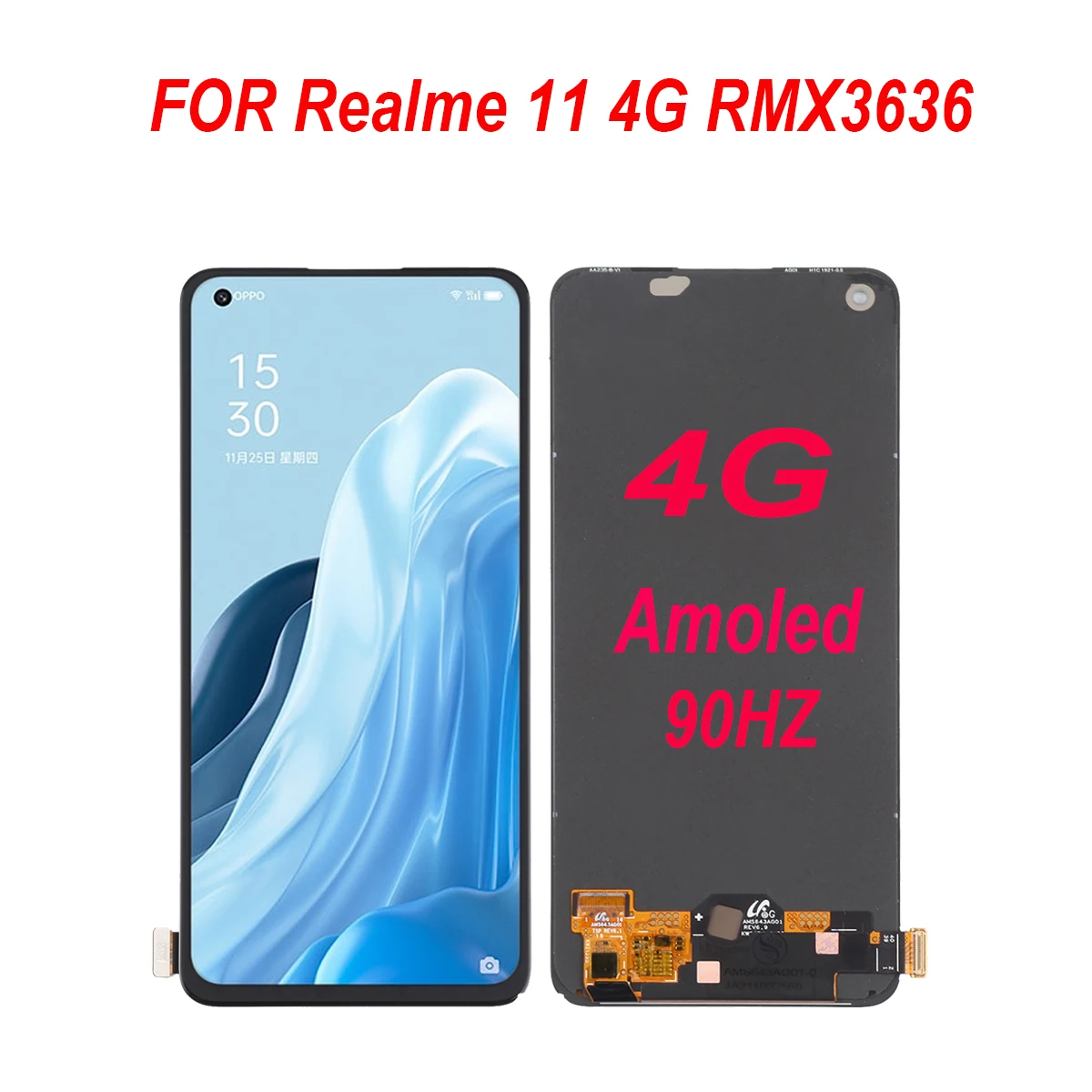 AMOLED 90HZ For Realme 11 RMX3780 RMX3636 LCD Display Touch Screen Replacement Digitizer Assembly