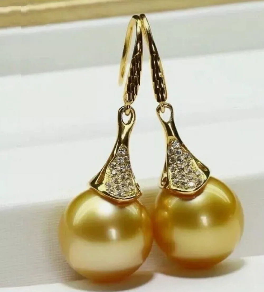 

Large quantity of AAAA 10-11mm natural round South China Sea pearl earrings 925S 9-10mm