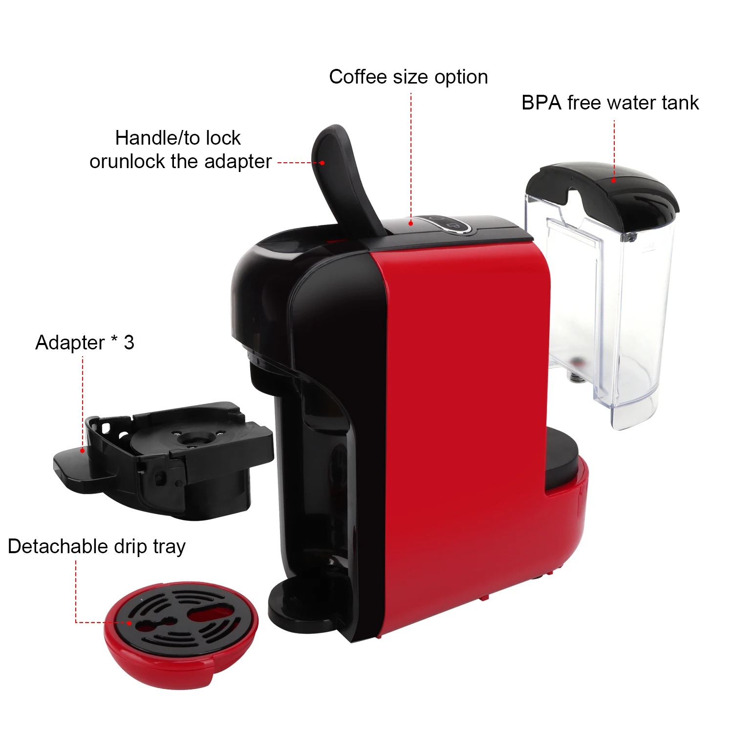 3in1 Espresso Capsule Coffee Machine Maker 1600W 19 Bar  Dolce &Nxpresso &Powder