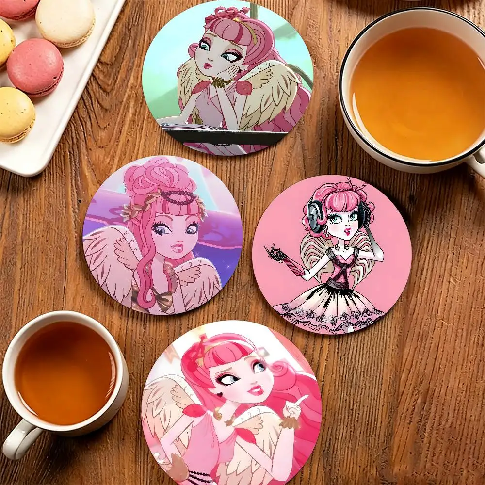 C A Cupid Ever After High Wooden Cup Mat Cappuccino Vodka Juice Water Coaster for Flower Shop