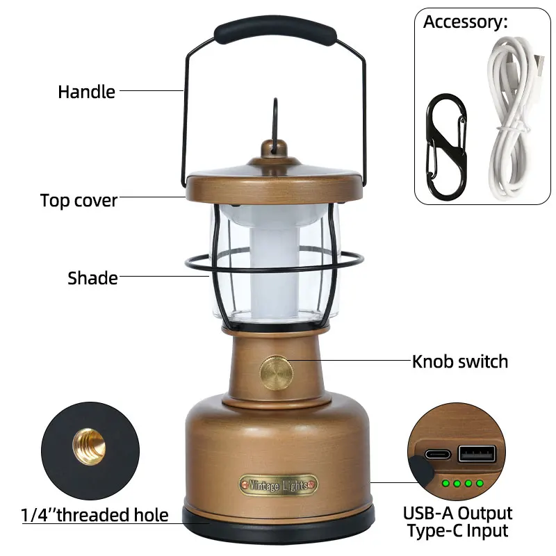 Outdoor Camping Light USB Charging Lantern Emergency Lighting Hanging Tent Car Fishing Patrol Light Night Light Atmosphere Light