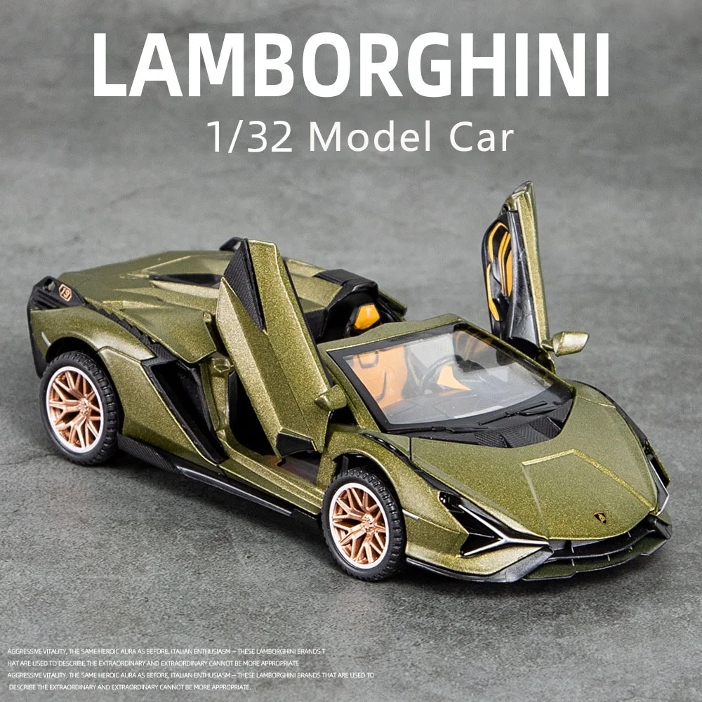 1:32 Simulation Lamborghinis Lightning Sian Alloy Pull Back Sports Car Convertible Car Model Boy Gift Collection Decoration Gift