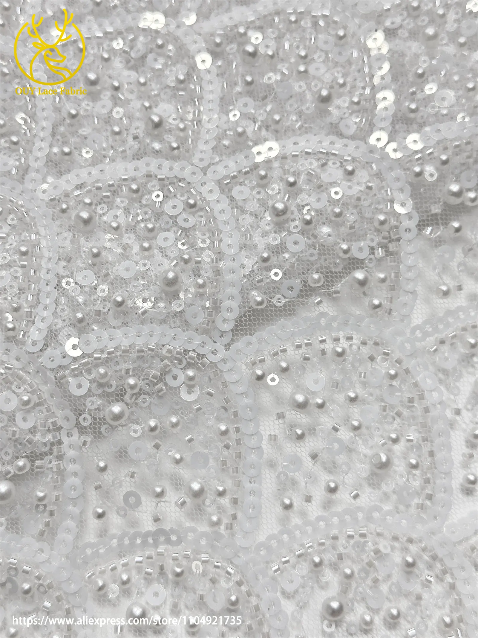 Burgunderroter afrikanischer Perlenstickerei-Mesh-Spitzenstoff, eleganter nigerianischer französischer Pailletten-Tüll-Spitzenstoff für Frauen, Partykleider – Detail 11