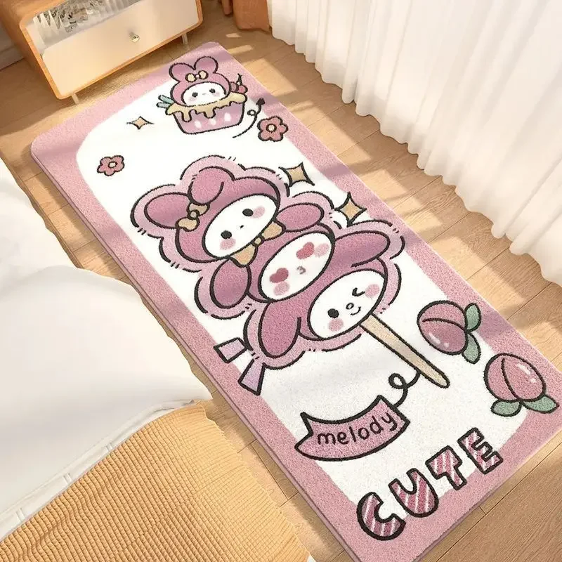 2024 Kawaii Rugs for Bedroom Plush Fluffy Pochacco Melody Cinnamoroll Kuromi Helloed Kittys Carpet Bedside Area Rugs Mats Tapete