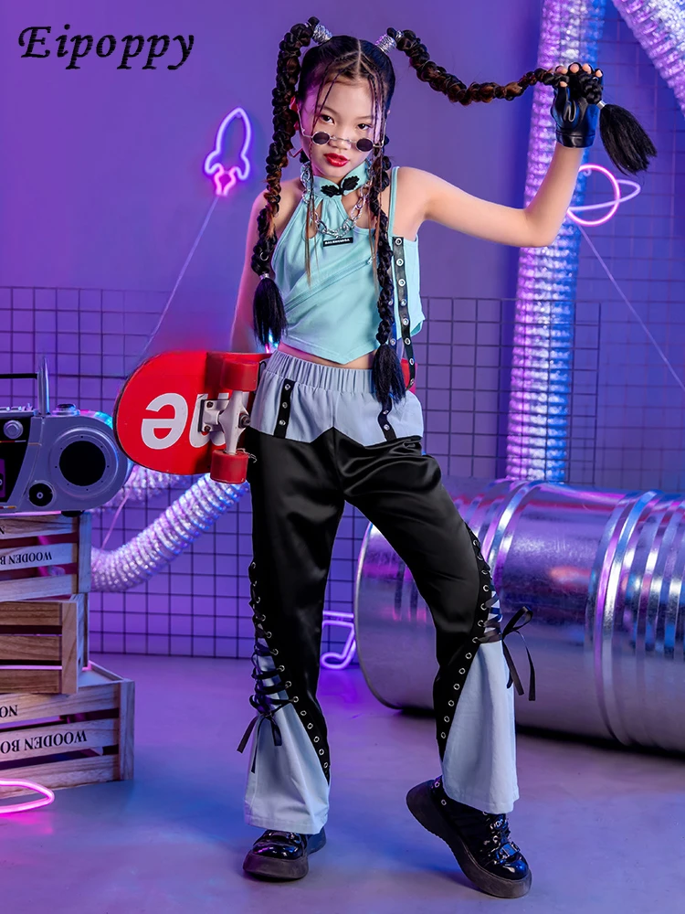 เครื่องแต่งกายแนวแจ๊สสำหรับเด็กเสื้อผ้าแฟชั่นสุดเท่ทันสมัยสำหรับเด็กผู้หญิงชุดเสื้อฮิปฮอปกางเกง