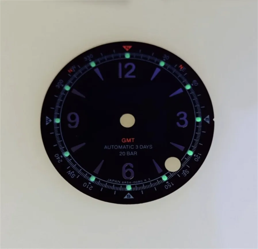 NH34 Dial White Blue Army Green Black GMT Dial Green Night Dial 28.5mm Fits NH34/NH35A/NH36A/4R35 Movement Watch Mod