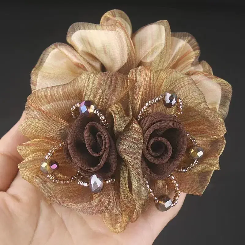 Rubber Band Headdress Flower Hair Rope Elegant Woman Updo Horse Tail Elastic Large Scrunchie Hair Accessories for Women
