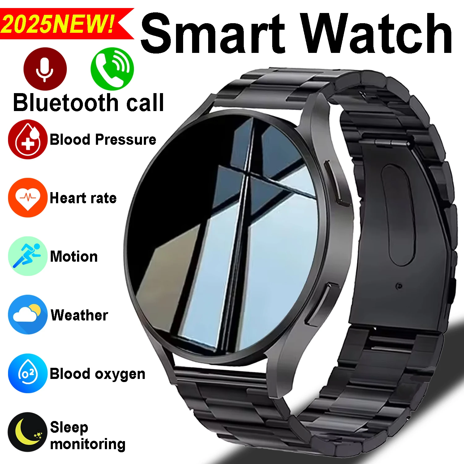 

2025Новые умные часы для мужчин и женщин, HD-экран, Bluetooth-вызов, мониторинг сердечного ритма, здоровья для Android, IOS, многофункциональные часы