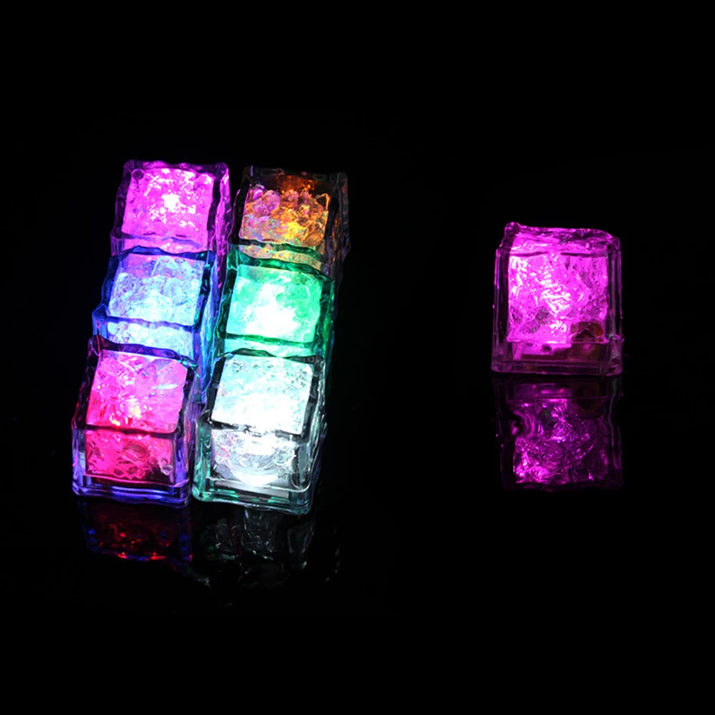 Cubitos de hielo con luz LED, 12 piezas, resistentes al agua, coloridos y brillantes, para bebidas, parpadeantes en la oscuridad, para Club, Bar y fiesta