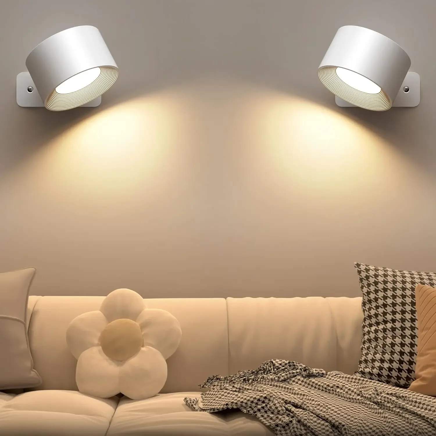 

LED Indoor Wall Lamps with 2000mah Rechargeable Battery 360 Rotation Wall Light Adjustable Modern Nordic Fixtures Bedroom Decor