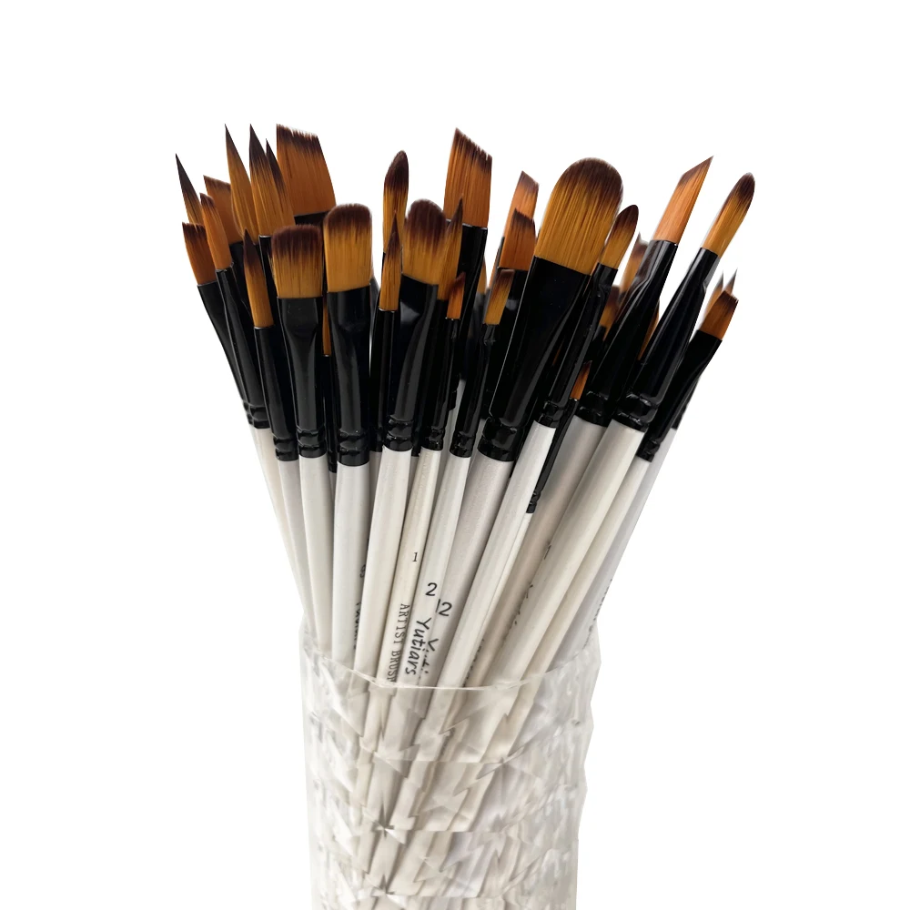 12/48-teiliges Kunst-Aquarellpinsel in professioneller Qualität, weißes Nylon-Set mit runder Spitze für Acryl und Pinsel für Gesicht, Körper, Nagelkunst – Detail 5