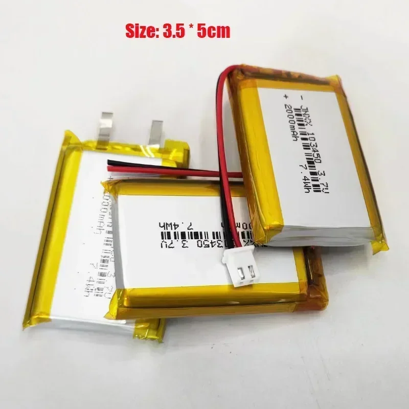 3.7V 103450 Polymer Lithium Battery  2500 MAh Rechargeable 103450 Polymer Battery for MP5 Toys Cameras  GPS  Bluetooth  Speakers