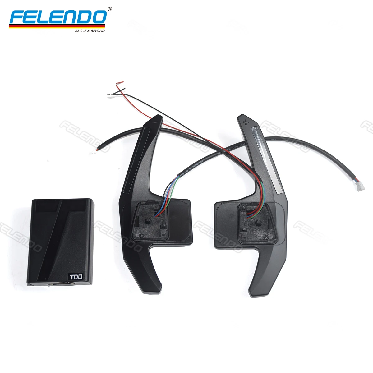 

FELENDO Steering Wheel Interior Upgrade Black LED Paddle Shifter for Range Rover &Jaguar
