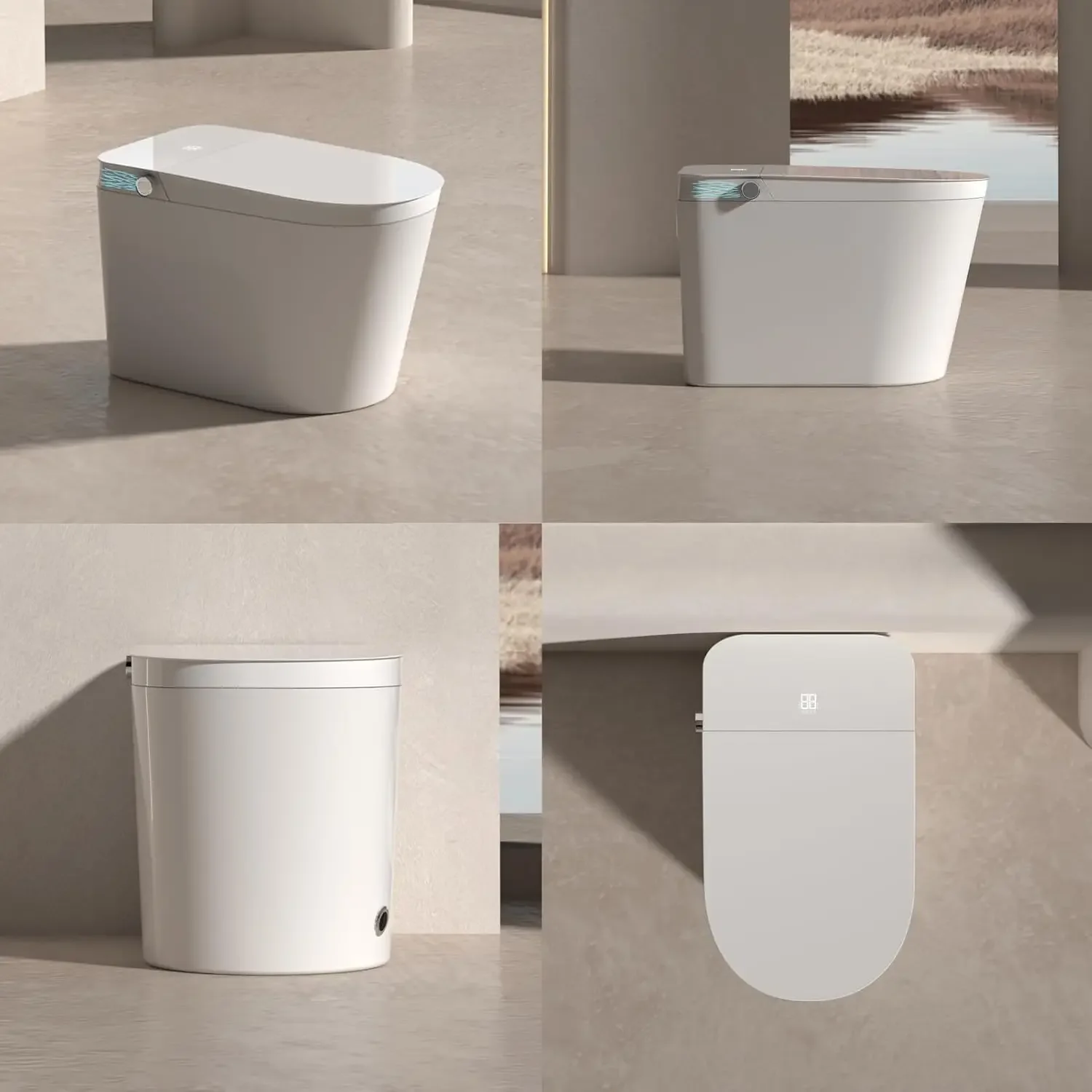 Modern Intelligent Smart Toilet Auto-Flush Foot Kick Blackout Flush Features Built-in Remote Control Tankless Bidet