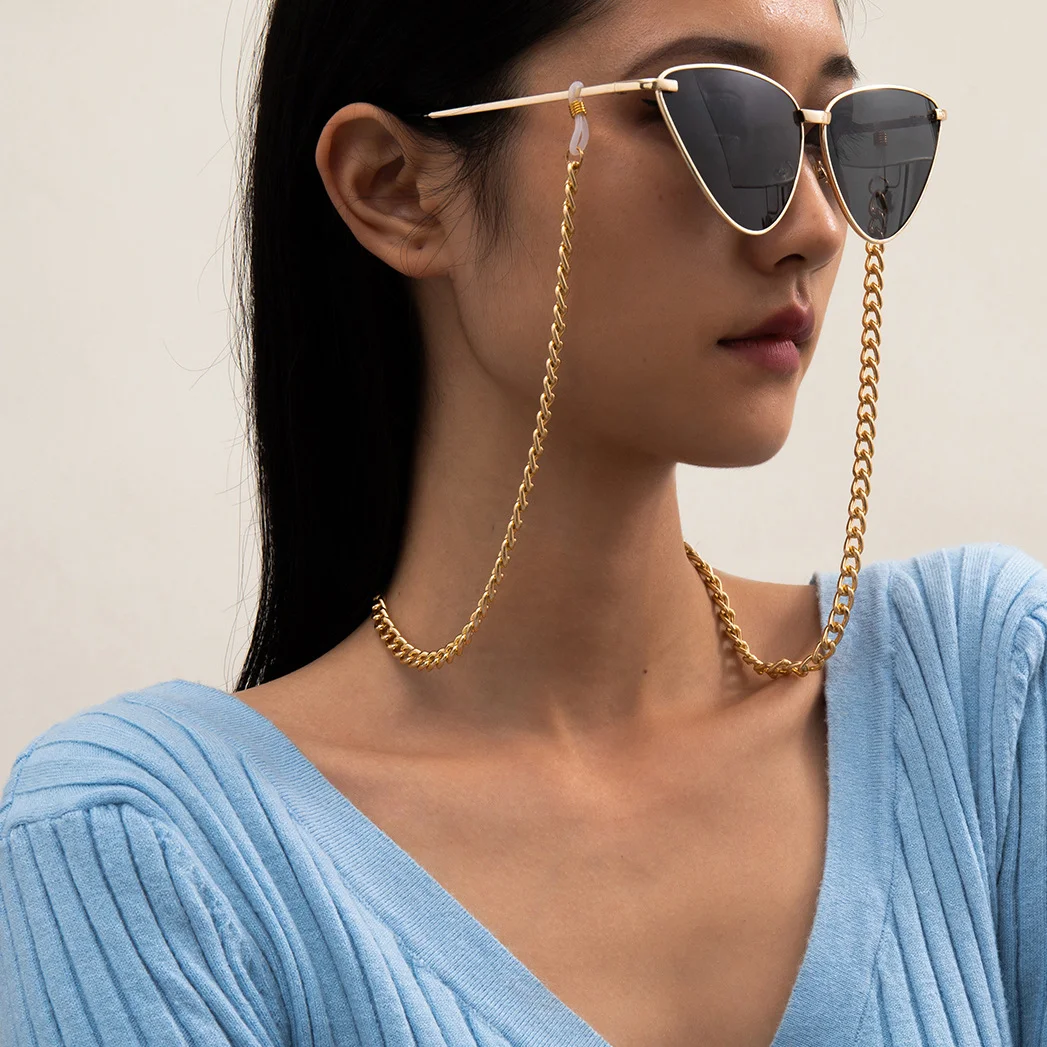 

1 fashionable hip-hop women's glasses chain suitable for parties, gatherings, beach vacations, wearing sunglasses chain