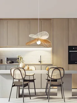 Nordic Wabi Sabi ไฟ LED จี้สําหรับห้องนั่งเล่นตกแต่งบ้านหวายห้องนอนโคมระย้า LOFT แขวนโคมไฟ Luster FIXTURE