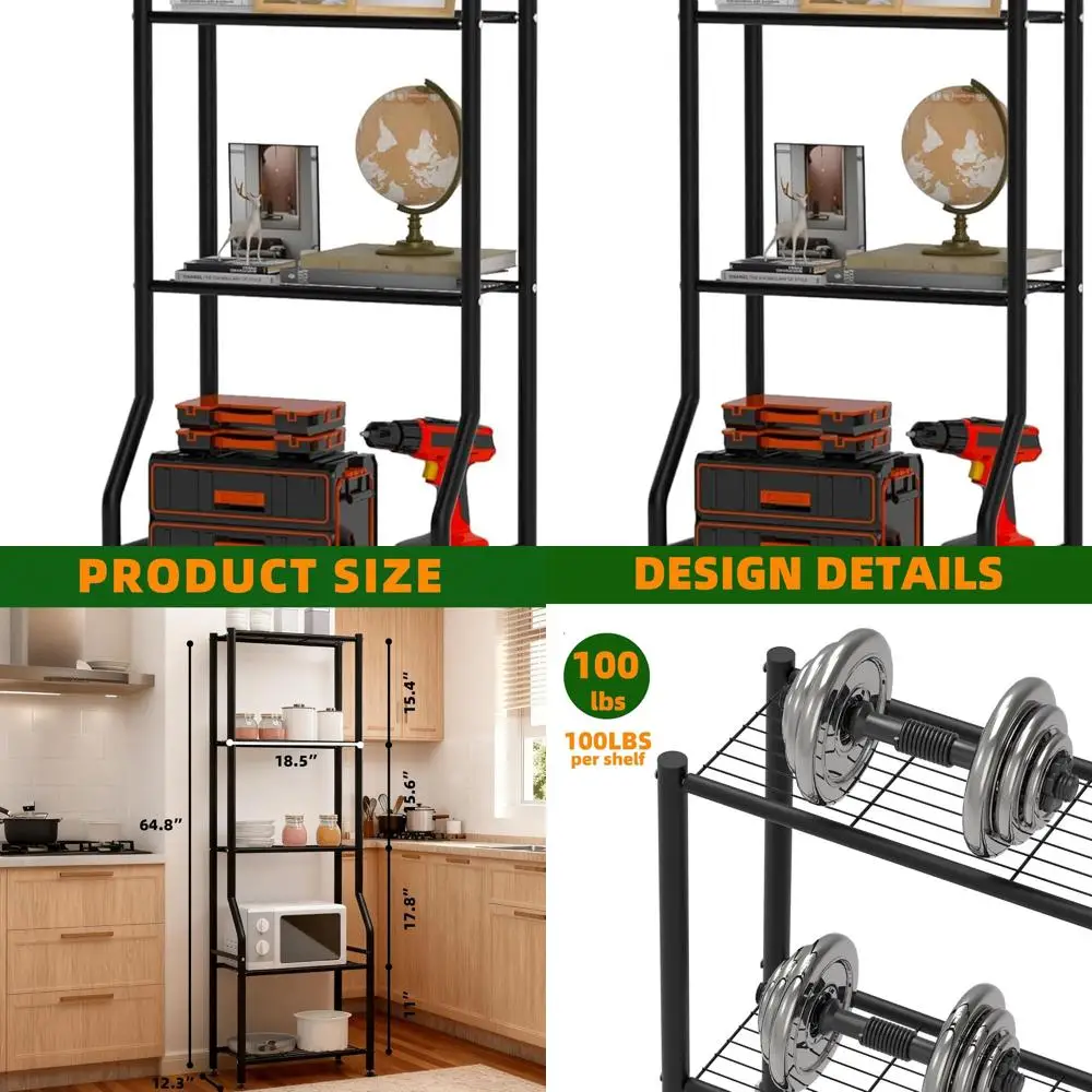 

5-Tier Heavy-Duty Wire Shelving, 500 lbs Capacity, Rustproof Storage Rack for Compact Spaces, Kitchen, Bath, Garage, Pantry, Lau
