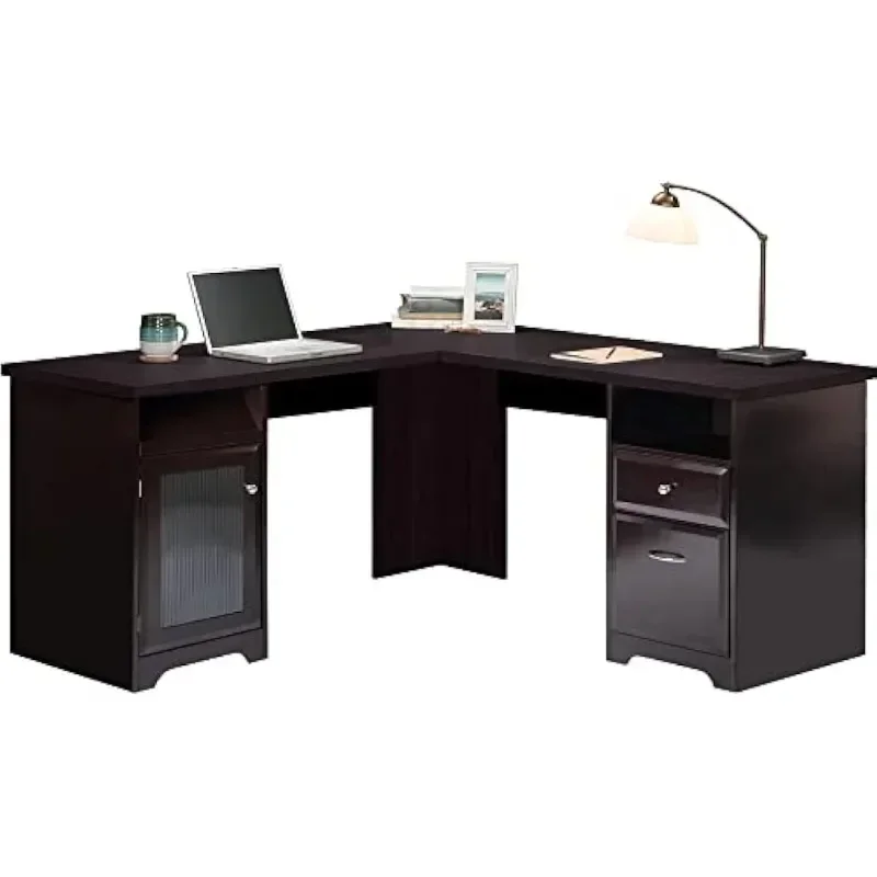 

Home Office Corner Computer Desk with Storage Cabinets, File Drawers and Extras for Modern Gaming Workstation Study