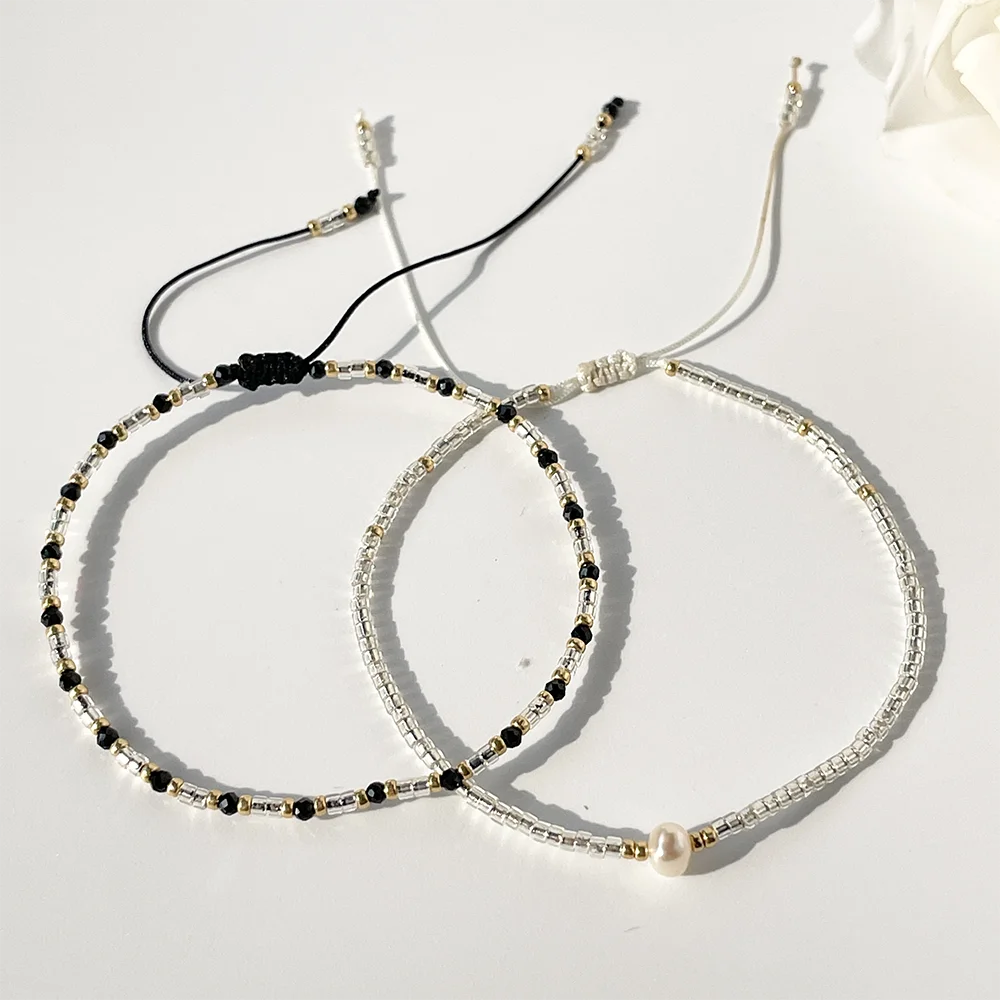 Korean and Japanese style women's bracelet, couple's bracelet, imported Miyuki glass beads, ultra-fine single pearl, stackable, small bracelet for students and young girls