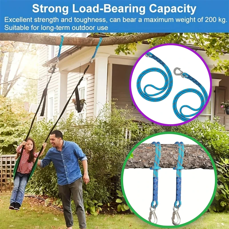 Stainless Steel Heavy-duty Hook Loop Swing Suspension Rope Hammock Hanging Chair Connection Tying Rope Sling Home Decoration