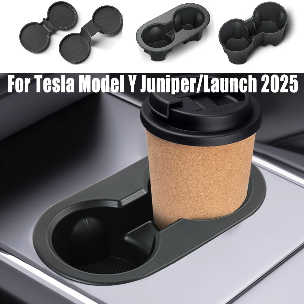 

Для Tesla Model Y Juniper/Launch 2025, центральная консоль, коврик для чашки с водой, противоскользящая накладка, держатель для чашки заднего ряда, аксессуары для интерьера