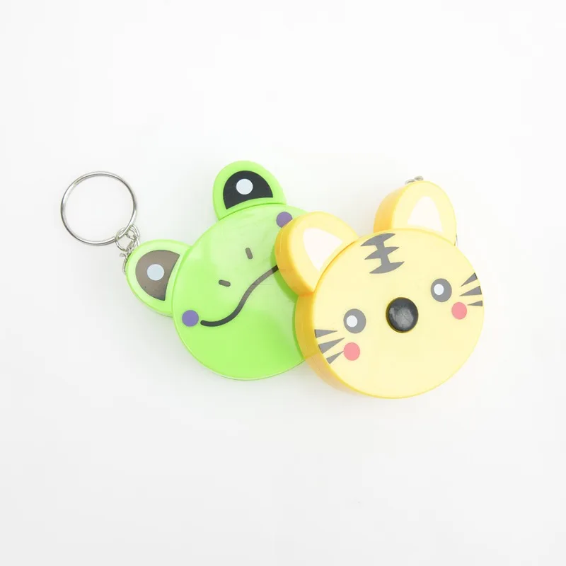 Mini fita métrica retrátil portátil dos desenhos animados, forma animal bonito, chaveiro, automático, 1pc