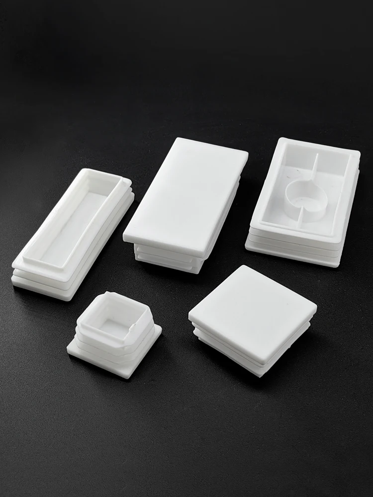 5/10/20Pcs White Rectangle/Square Blanking End Cap Table Leg Foot Pad Steel Pipe Insert Plug 13/15/16/19/20/25/30/32/35mm~200mm image 3