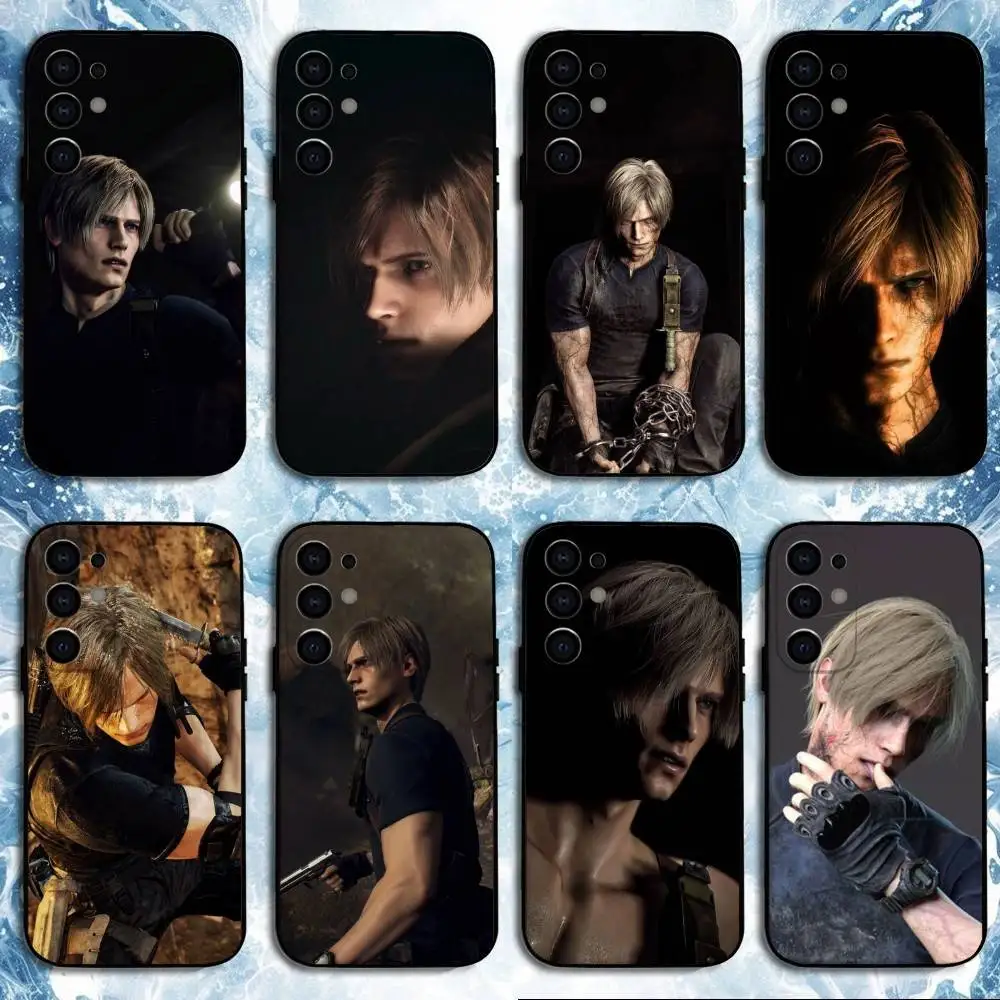 حافظة لهاتف ليون كينيدي ريزدنت إيفيل 4 لهواتف سامسونج S25، S24، S23، S22، S21، S20، Plus، Fe، Lite، غطاء أسود آخر