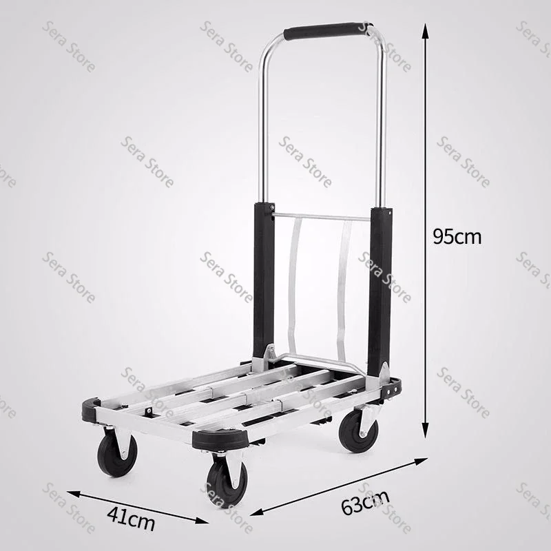 Household folding flatbed four-wheeled mute trolley portable trolley luggage cart pull truck trailer truck