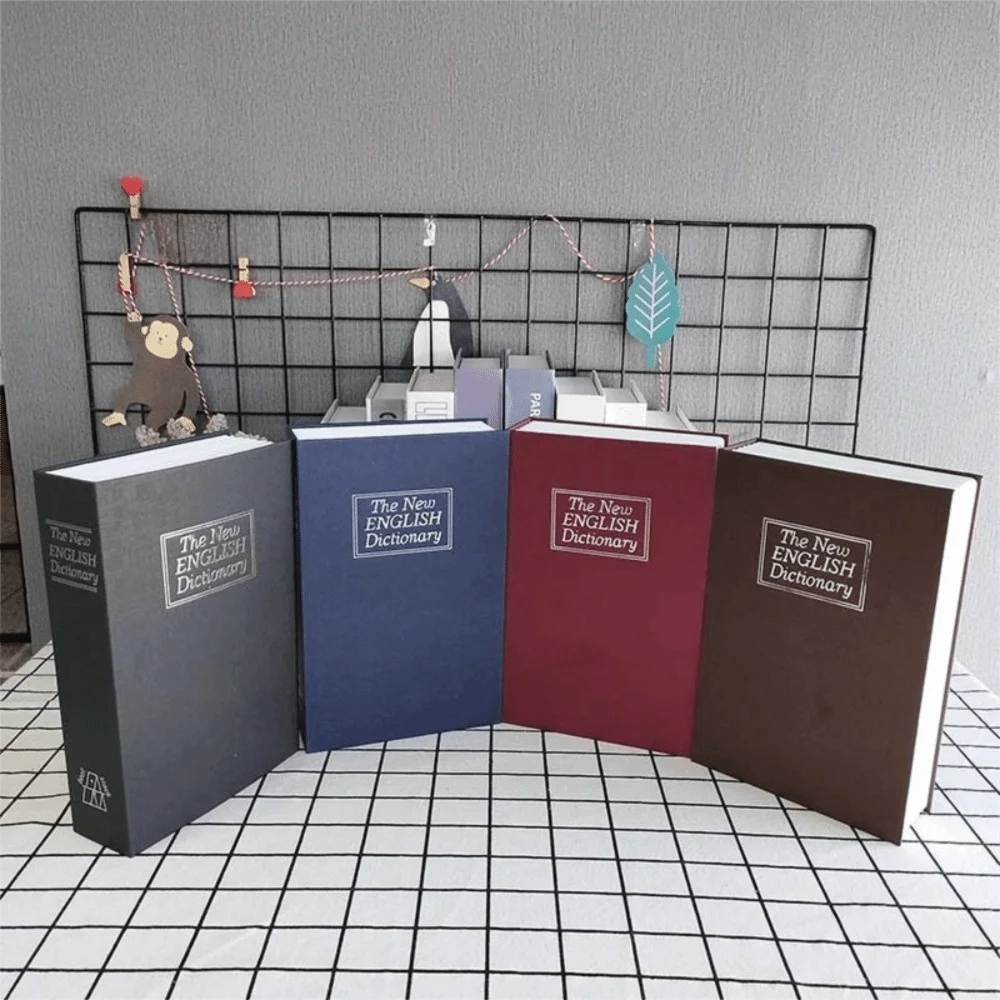 กล่องเก็บเงินออมสินรูปหนังสือพจนานุกรมพร้อมกุญแจล็อค กล่องนิรภัยลับสำหรับเก็บเงินสดและเหรียญ