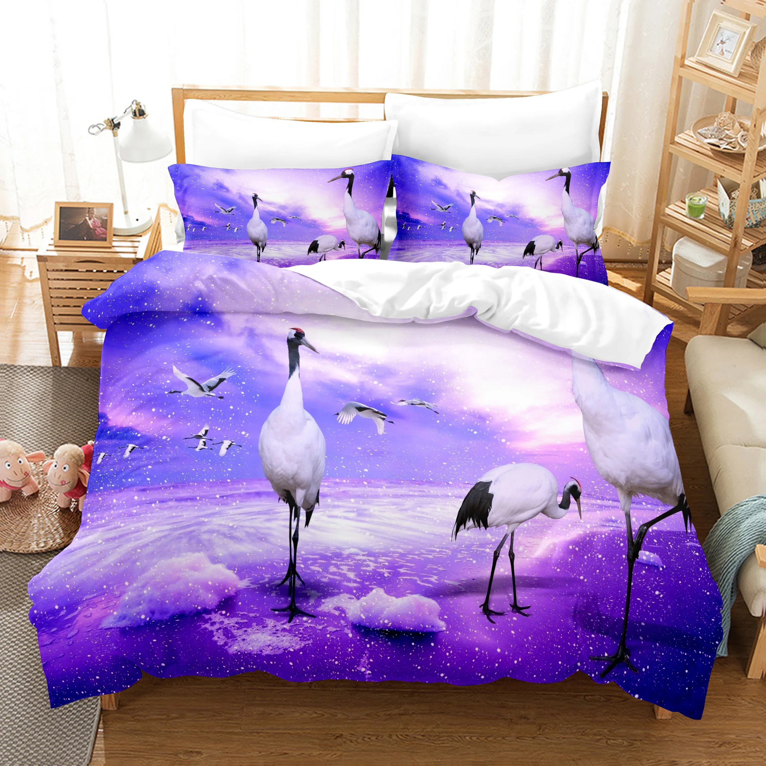 

Dropship Flamingo Comforter Bedding Sets Home Textile Duvet Cover US Full 200x229cm Ropa De Cama King Size Bed Sets For Girl
