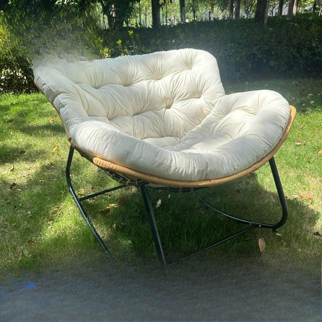 Rattan Bird's Nest Rocking Chair Sitting Lazy Rocking Balcony Home Leisure Rattan  Wrought Iron Double Rocking