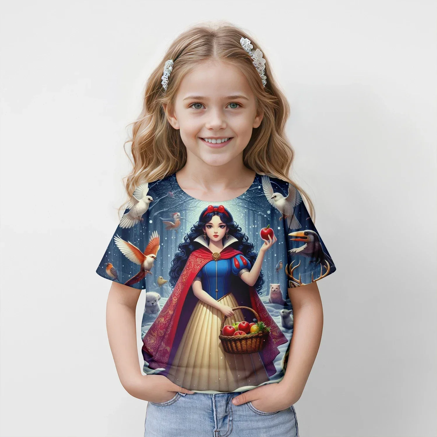 

Disney 3D Snow White children's T-shirt, quick-drying, breathable, sweat-absorbent and comfortable street children's clothing