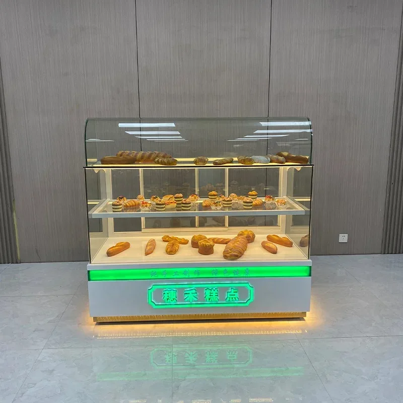 

Customize.Commercial Premium Curved Glass Bakery Display Showcase Cabinet with LED Lighting Double Layer Display Rack