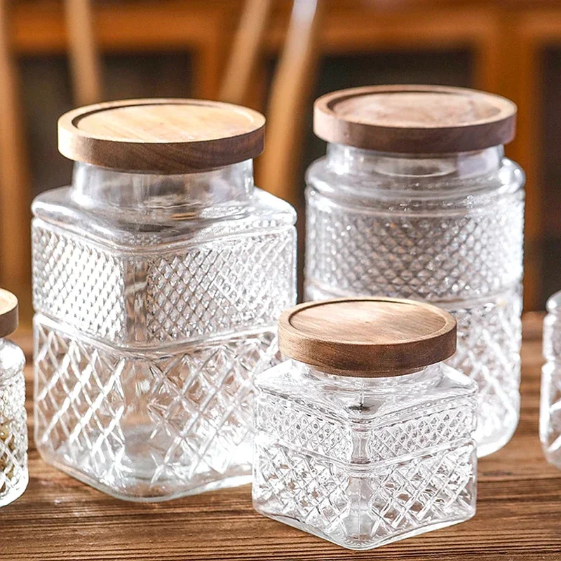 

Kitchen Food Grade Sealed Glass Jar, Coffee Powder Seasoning Storage Jar, Acacia Wood Glass Bottle