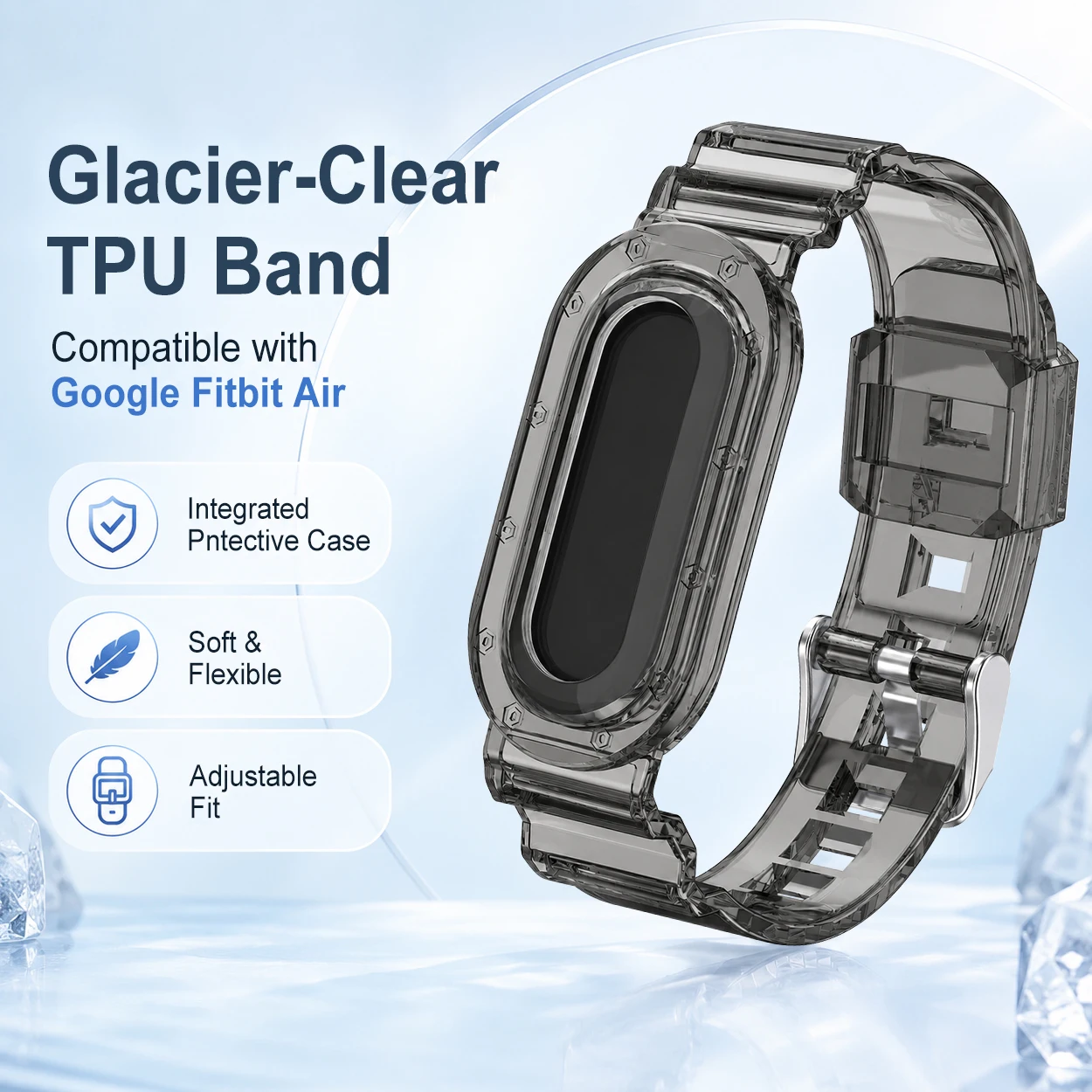 Bracelet de remplacement en silicone Glacier pour Fitbit Air, accessoires de ceinture, bracelet de sport Correa pour Google Fitbit Air Band