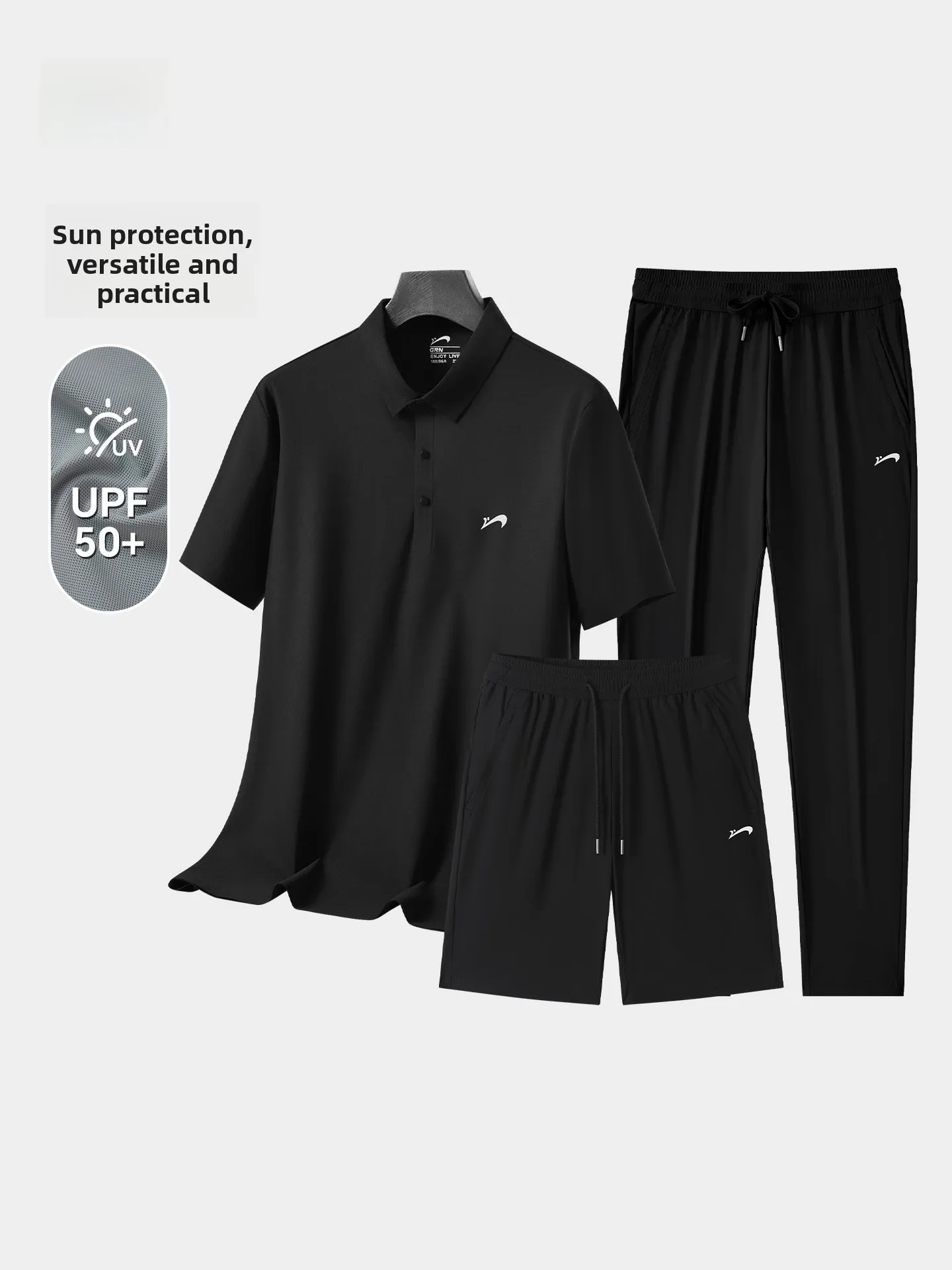 

Новый летний спортивный костюм Guiren Bird из быстросохнущего ледяного шелка для мужчин среднего возраста, повседневный комплект