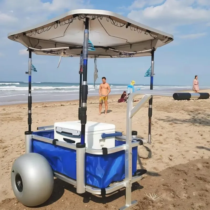 Light outdoor camping with steel frame and folding aluminum balloon wheel mesh construction