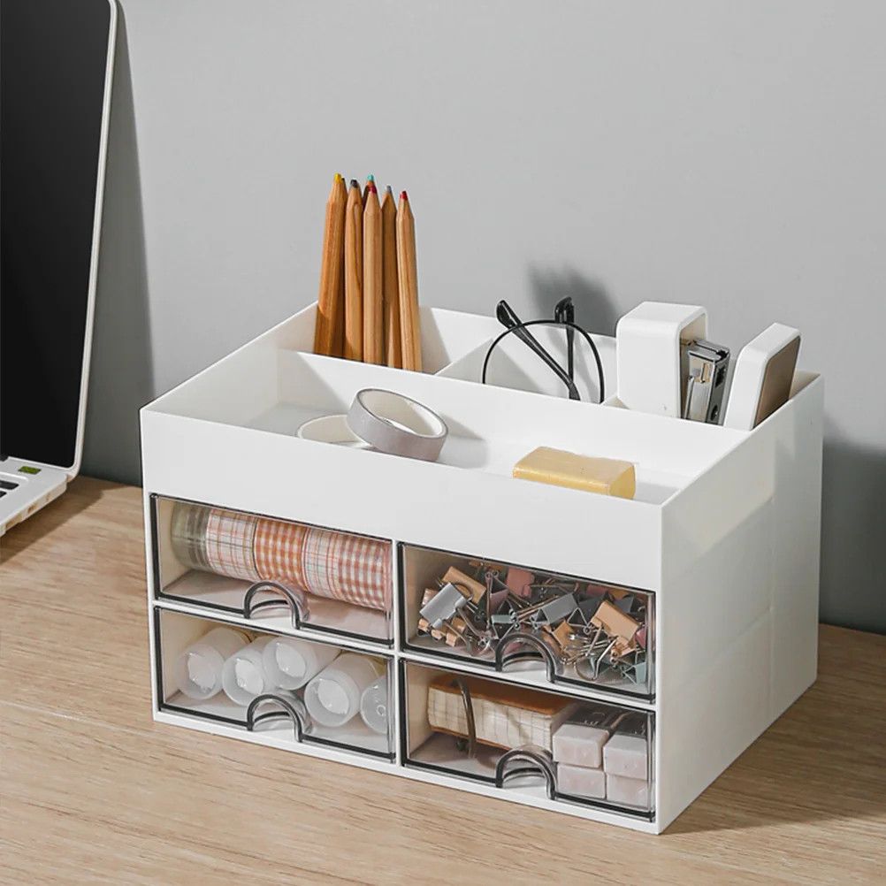 

Multi-Function Desk Organizer Drawer Type Storage Box Sturdy Plastic Stationery Storage Container Desktop Organizer