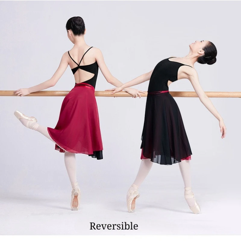 

Ballet Skirt Double Sided Chiffon Wrap Dance Skirt for Women Adult Ballerina Practice Skirt for Class Performance DanceWear