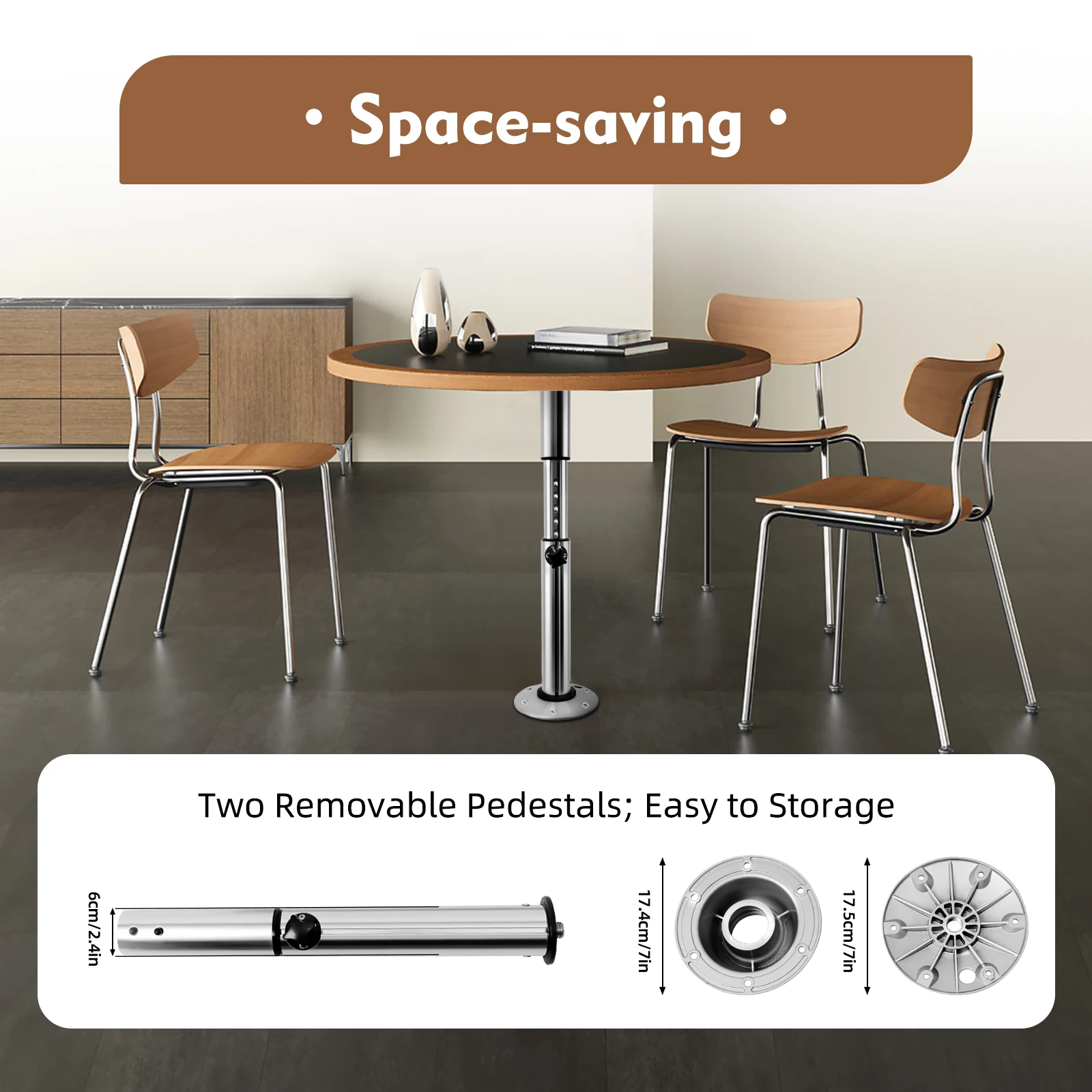 

Aluminum Table Pedestal with Adjustable Height, 55LBS Load Bearing Support Base for RV Camper Kitchen and Workroom