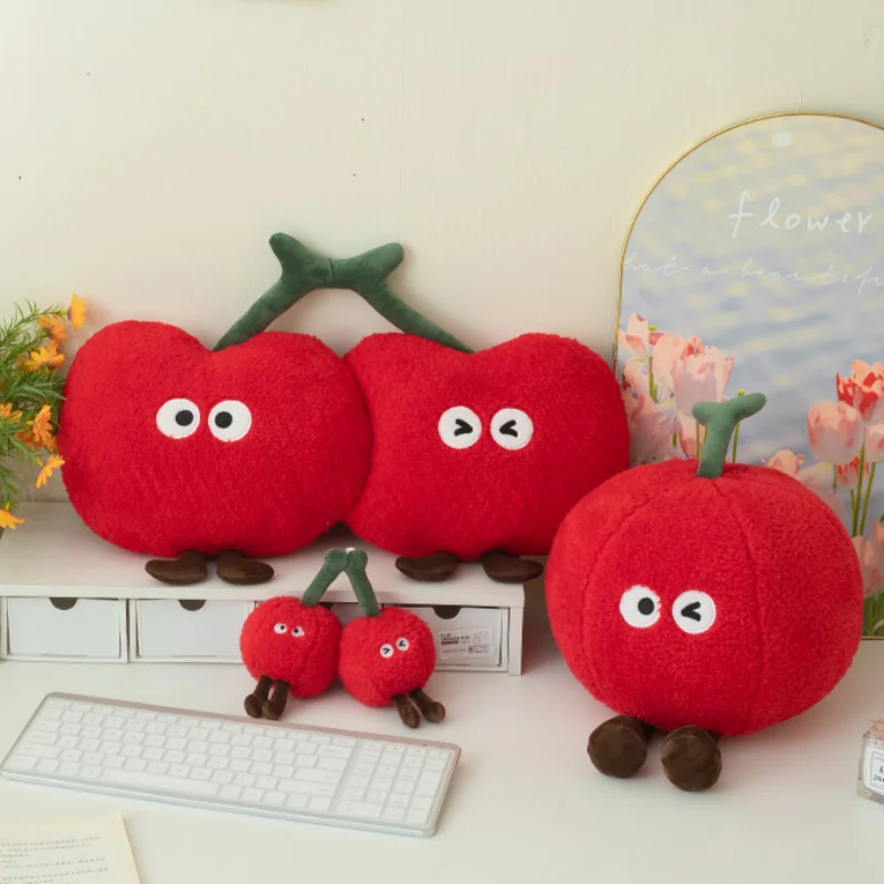 Almohada de juguete de peluche de cereza roja blanda, muñeco de cereza de fruta suave, almohada abrazable bonita, regalo de cumpleaños y Navidad para niños