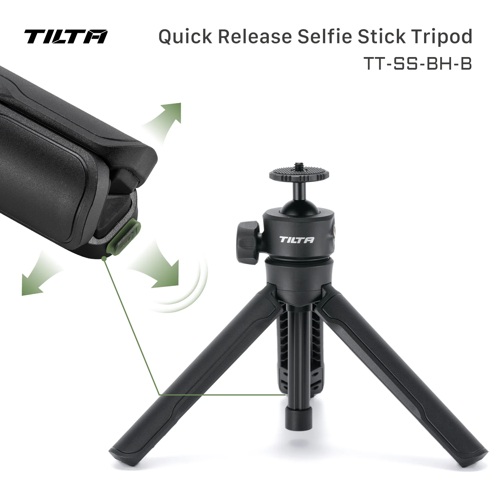 TILTA Schnellverschluss-Selfie-Stick-Stativ, Mini-Automatik-Handystativ, aufklappbarer Bodenständer für Outdoor-Reisen und Vlogs TT-SS-BH-B – Detail 14