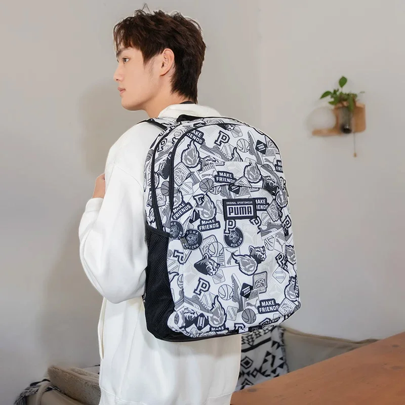 Puma backpack for men and women, computer bag, school bag, printed travel bag  077301-12