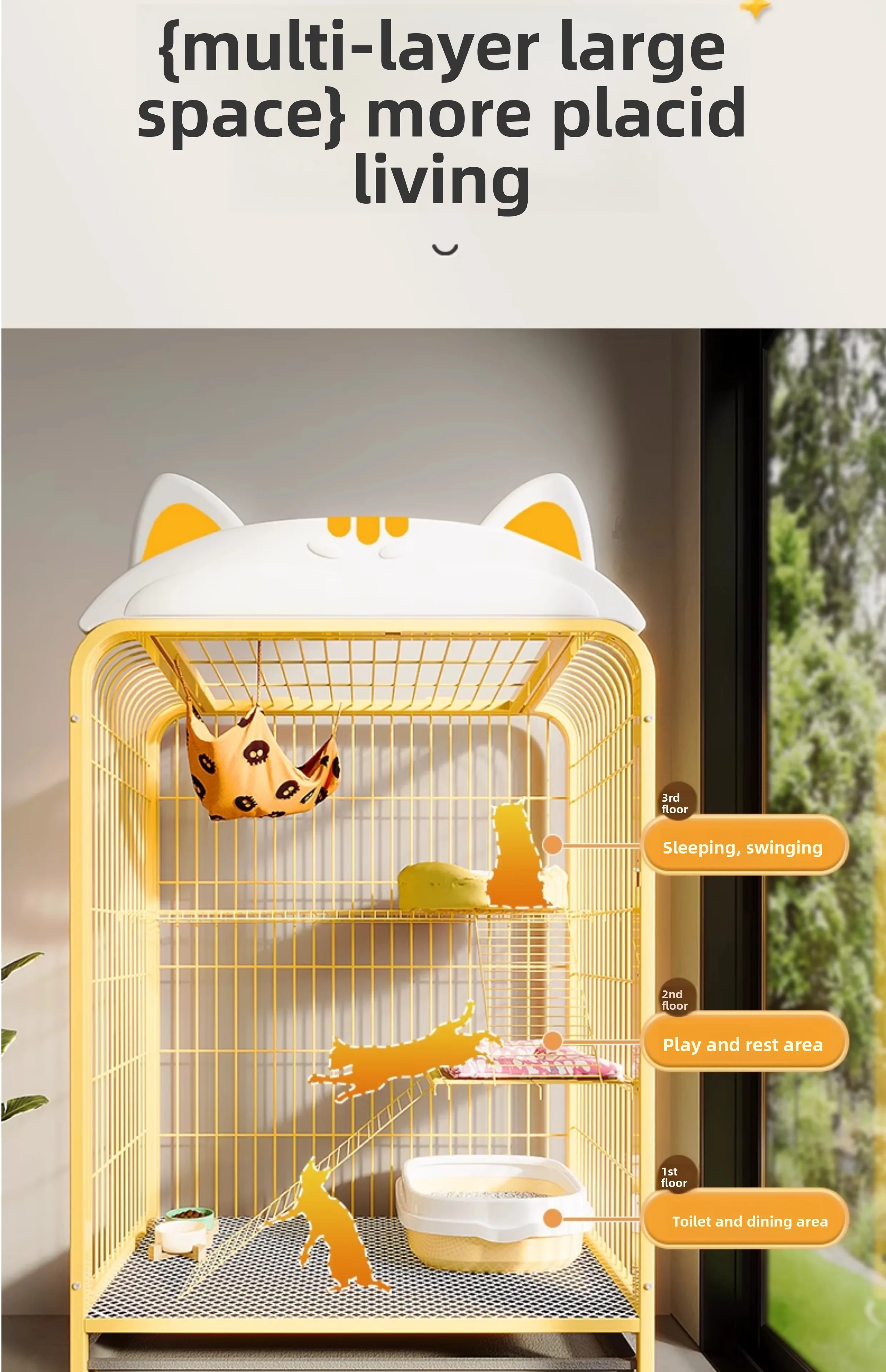 

cage household indoor house cat house small apartment cat cabinet nest castle villa integrated less space cage