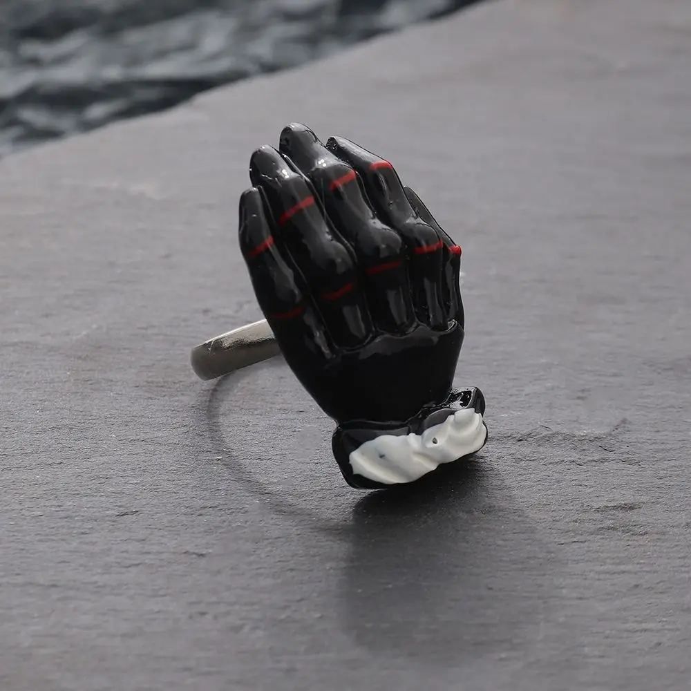 

Trendy Bat Halloween Ring Black Cat Tooth Ghost Finger Ring Open Adjustable Pumpkin Ring All Saints' Day